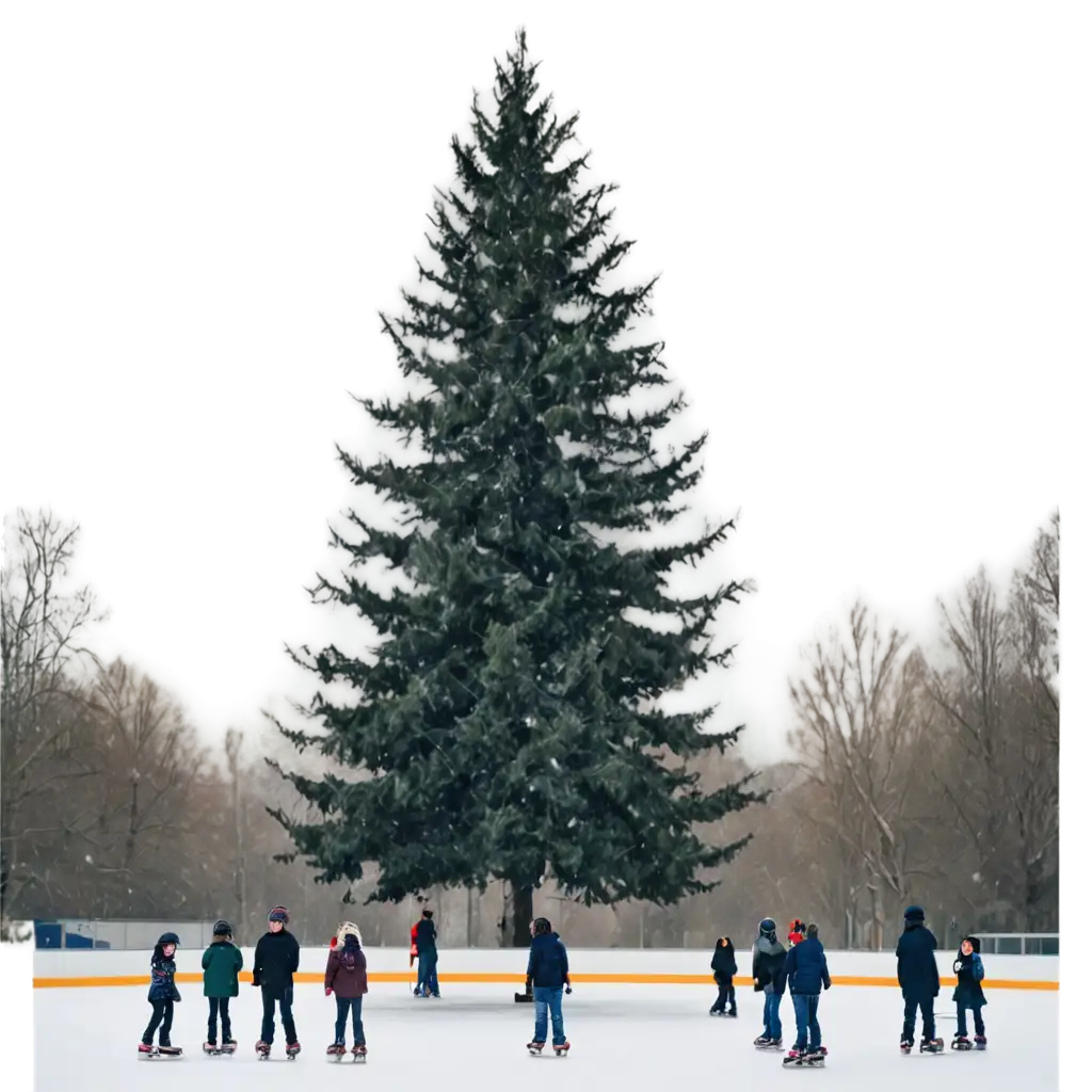 Snowy-Christmas-Tree-in-Ice-Skating-Rink-PNG-Image-for-Holiday-Themed-Projects