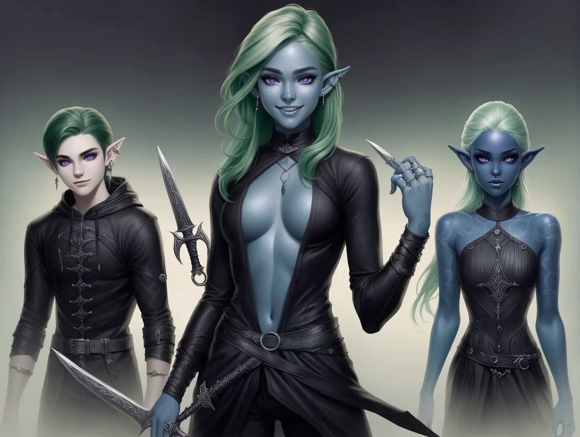 Fantasy-Elf-Assassin-with-Blue-Skin-and-Green-Hair