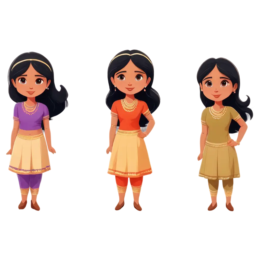 Cute-and-Beautiful-Indian-Women-Cartoon-Character-PNG-HighQuality-and-Versatile