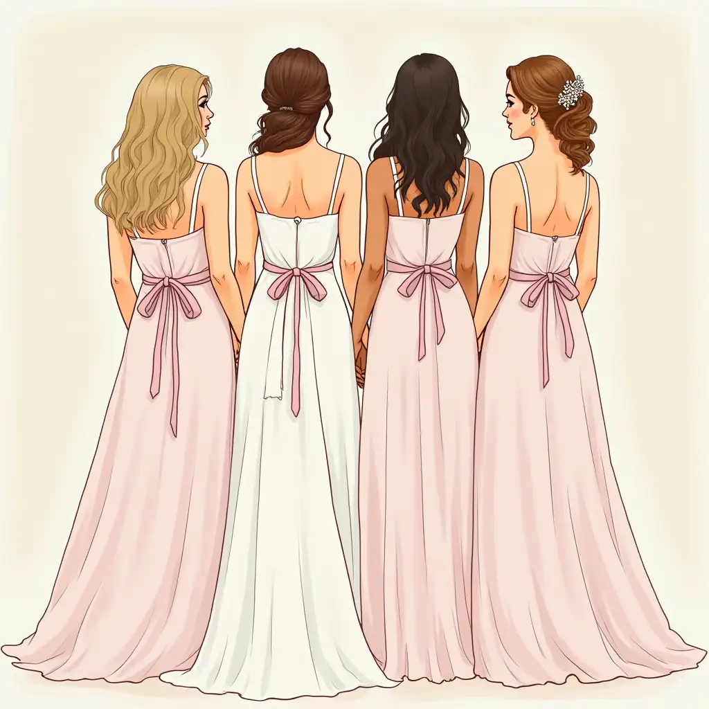 Bridesmaids in Blossom Lane A Captivating Back View