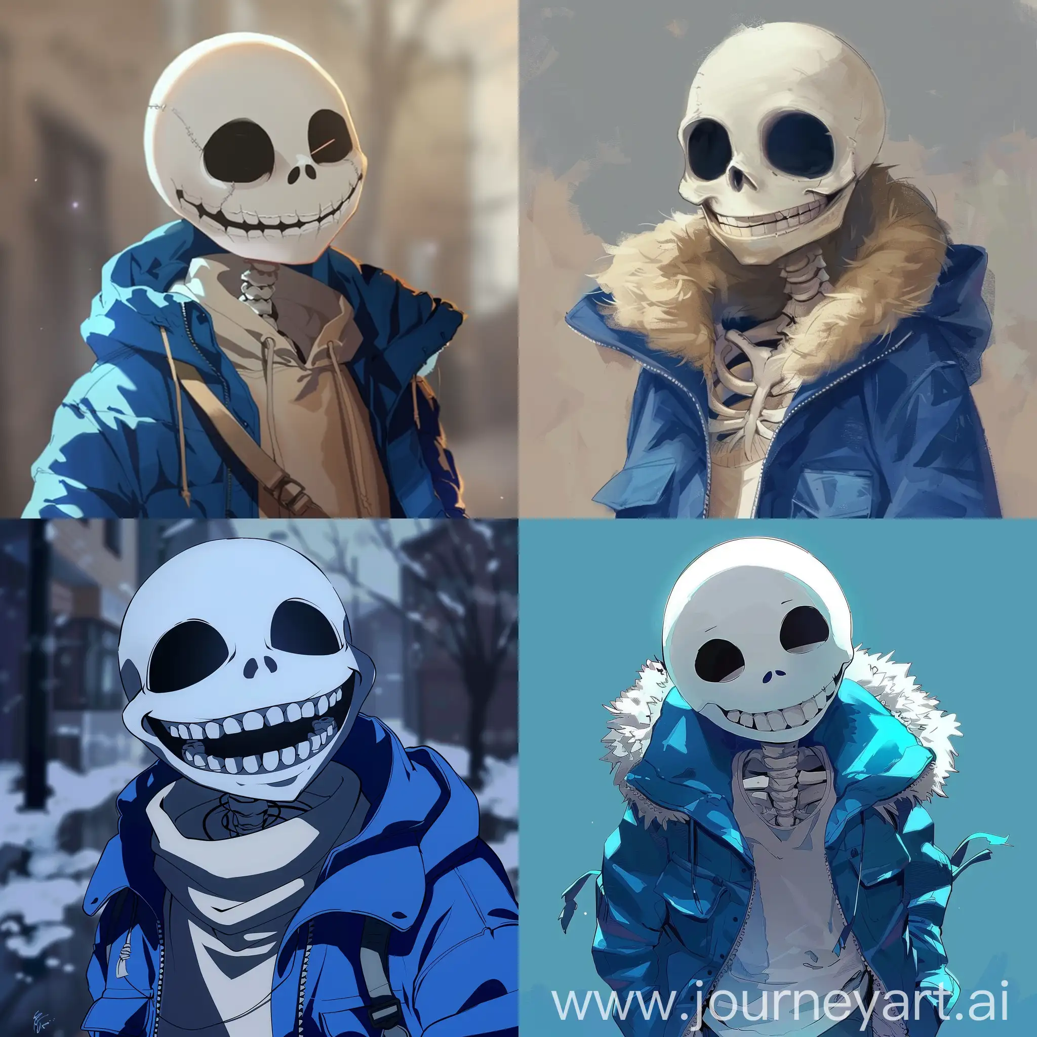 AnimeStyle-Sans-from-Undertale-in-Blue-Jacket-with-White-Shirt