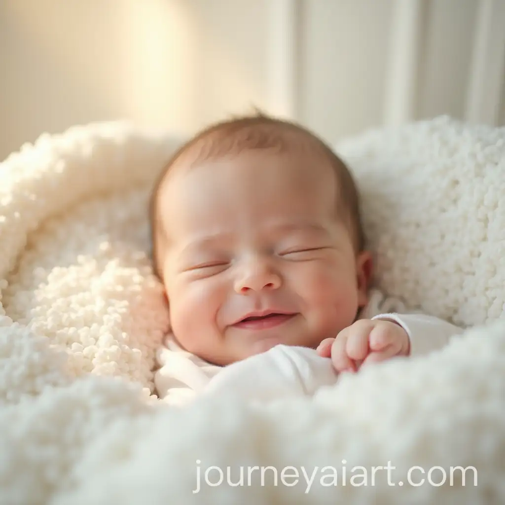 Ultra-Realistic-Photo-of-a-Peaceful-Newborn-Baby-Sleeping-in-Sunlit-Bed