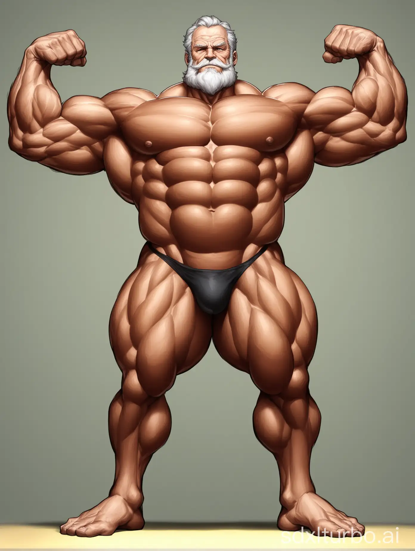 Huge-and-Muscular-Elderly-Man-Flexing-in-Underwear