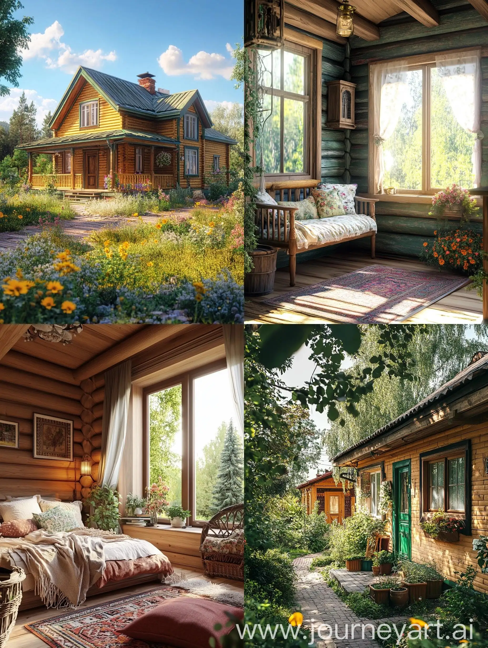 Cozy-Summer-Russian-Village-House-with-Warm-Atmosphere-of-Comfort-and-Tranquility