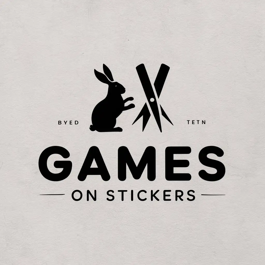 a vector logo design,with the text "Games on stickers", main symbol:Hare, scissors,Moderate,be used in Entertainment industry,clear background