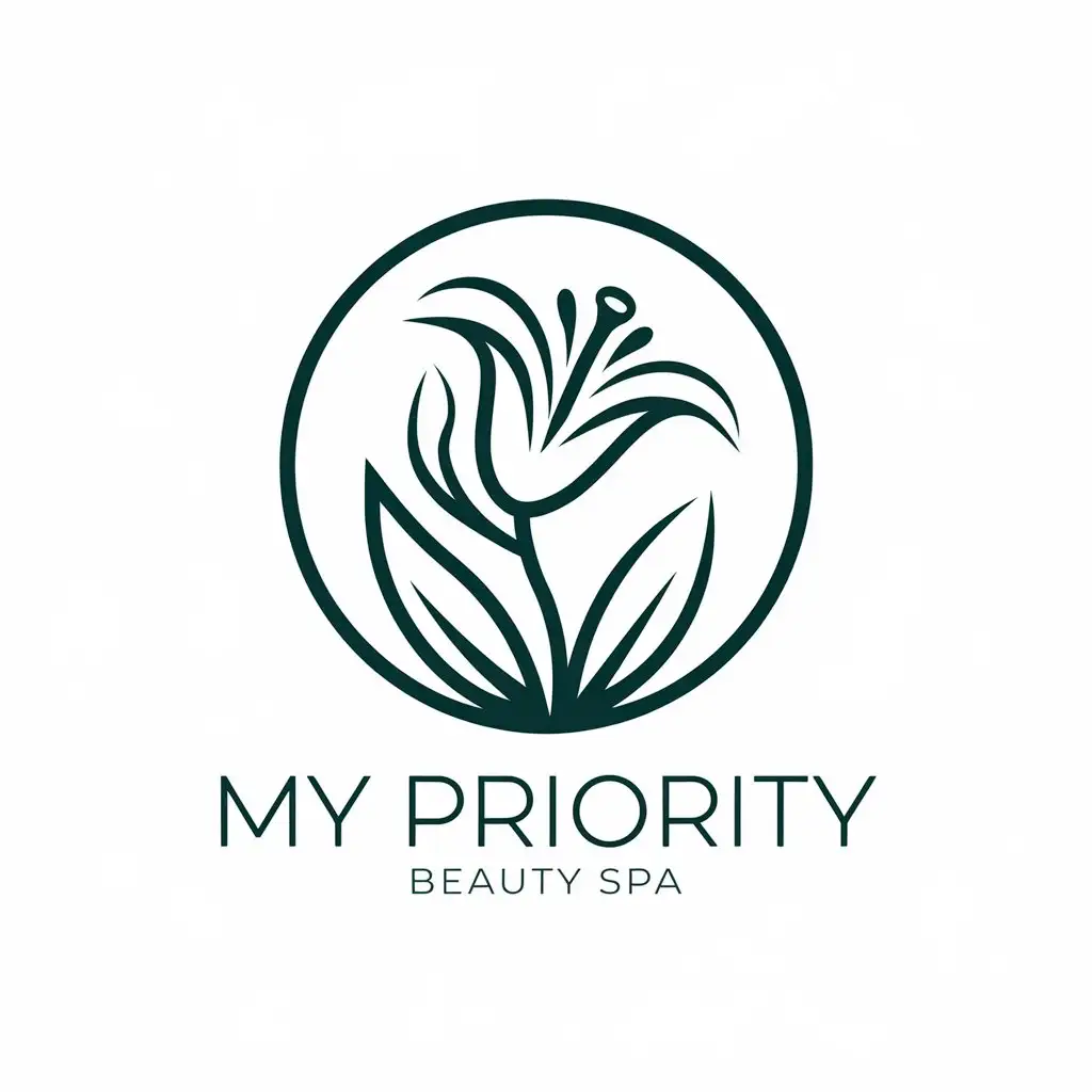 a vector logo design,with the text "My Priority", main symbol:Lilia,Moderate,be used in Beauty Spa industry,clear background