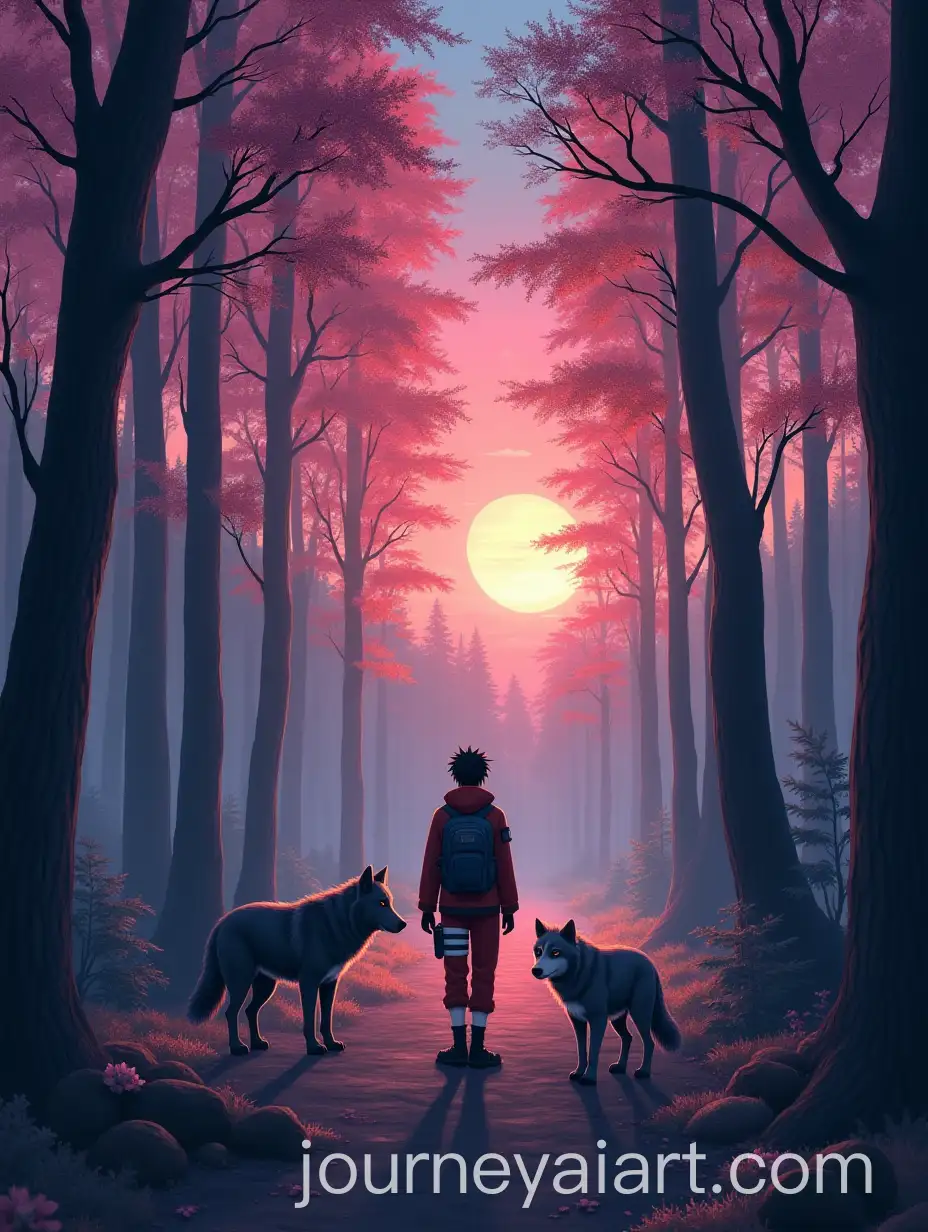Wolves-in-the-Forest-with-Naruto-and-Sakura-at-Dusk