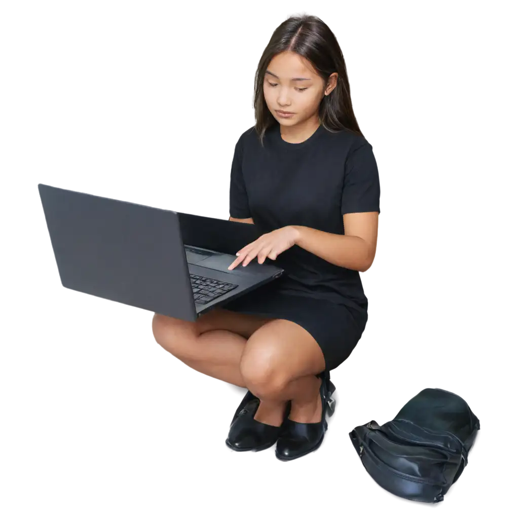 Beautiful-Girl-Working-on-Computer-PNG-HighQuality-Versatile-Image-for-Digital-Projects