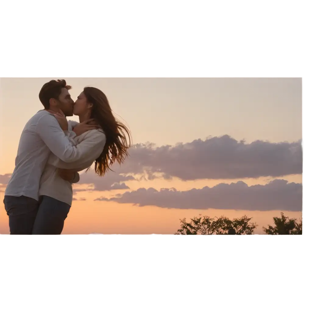 SunrisePNG-Art-Prompt-Analysis-Kissing-Scene-PNG-HighQuality-Image-for-Romantic-and-Serene-Visuals