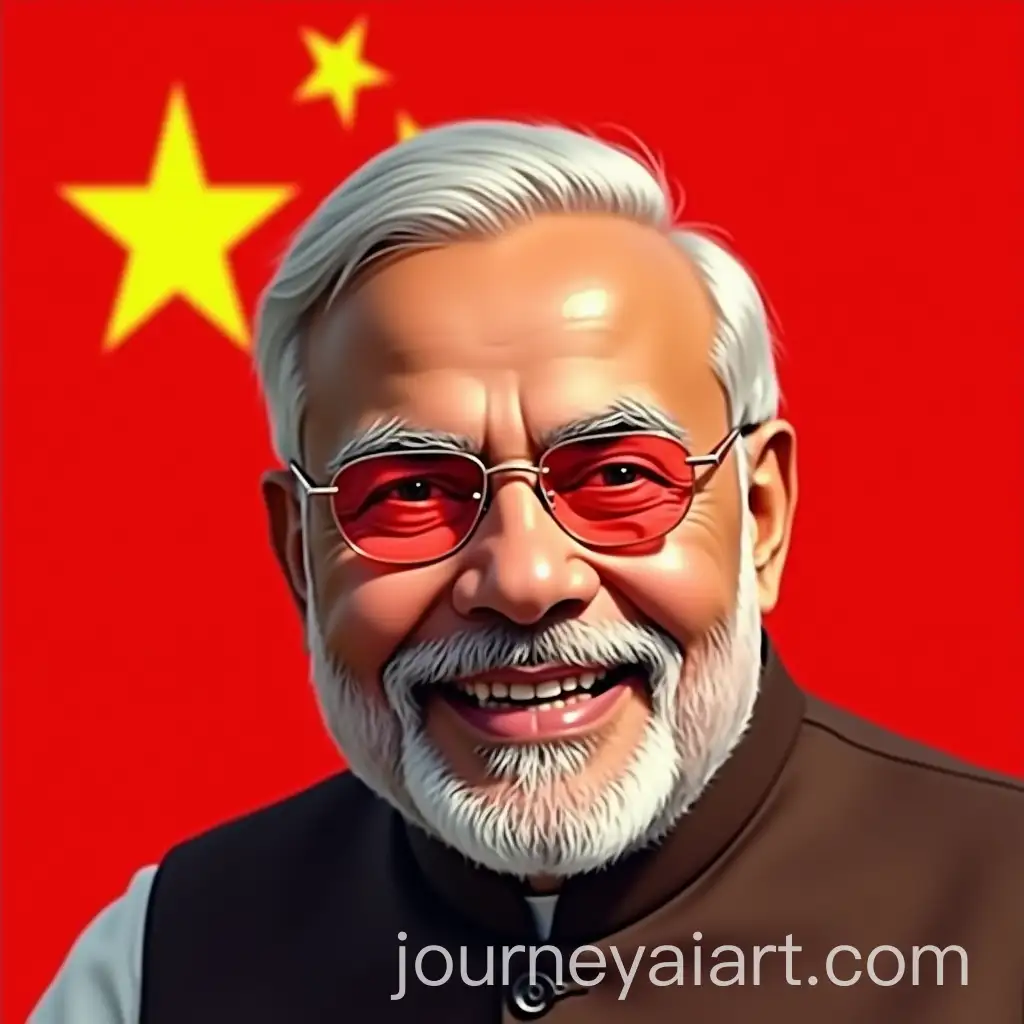 Narendra-Modi-Smiling-with-Red-Eyes-Chinese-Flag-Background