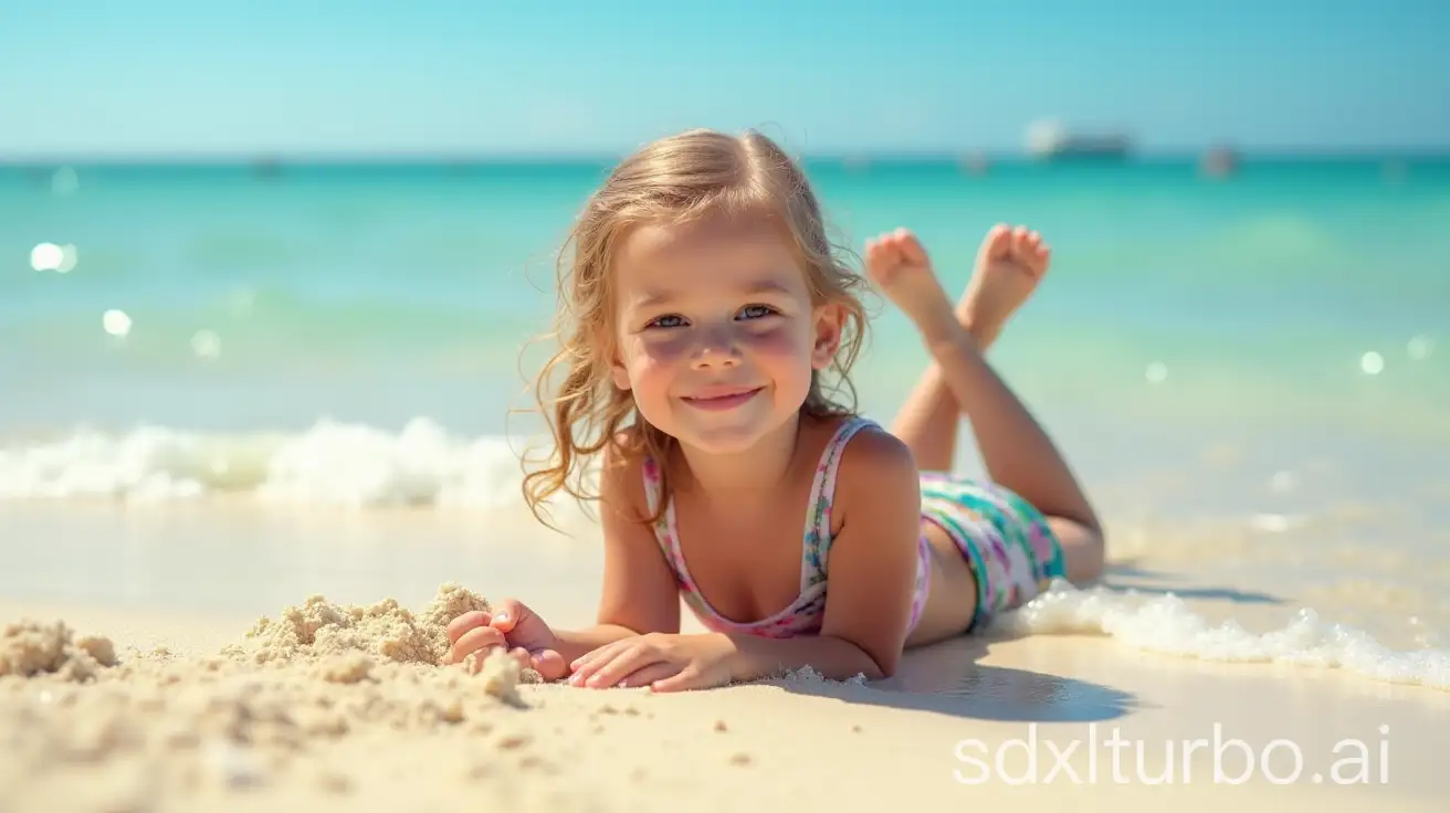 Young-Girl-Sunbathing-at-the-Beach