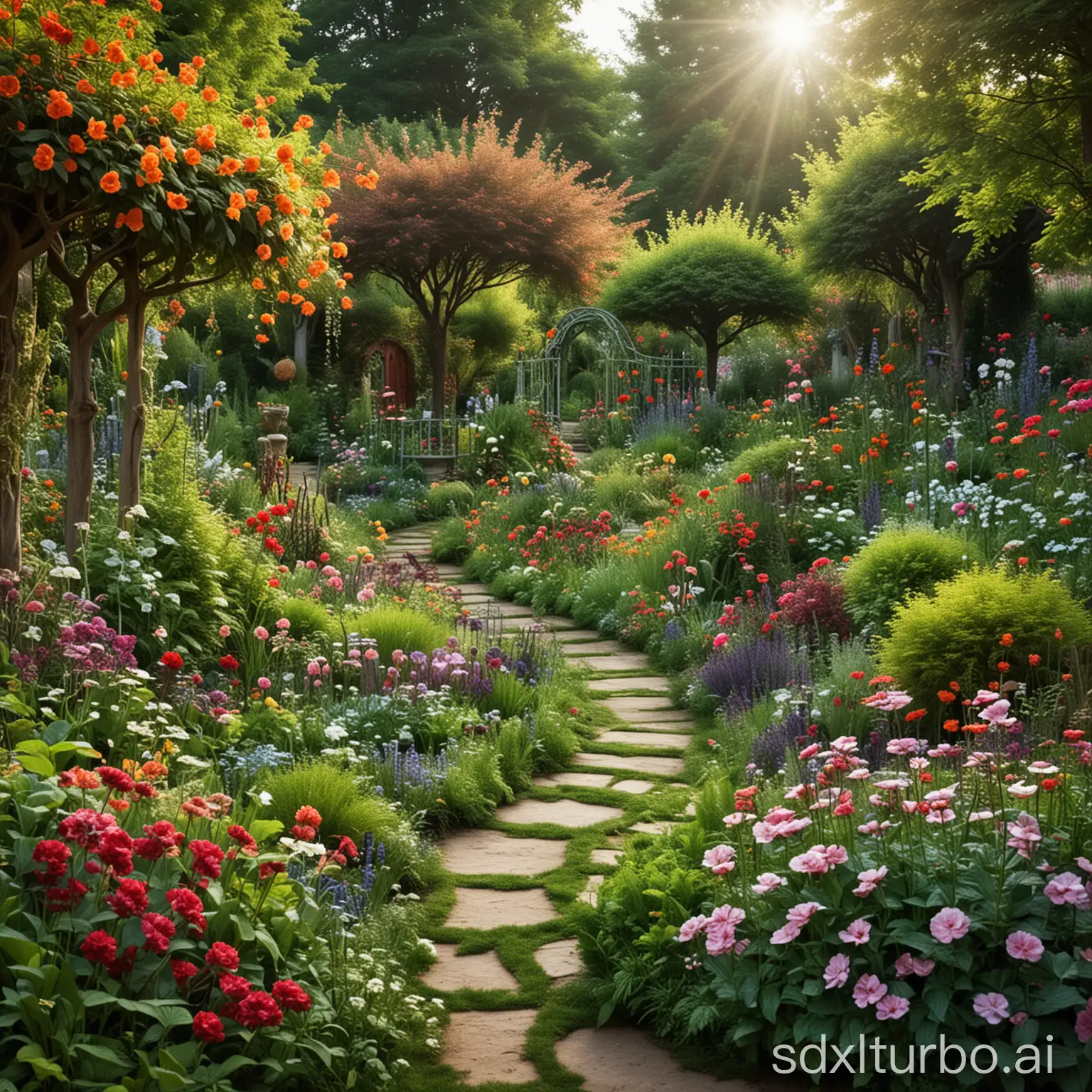 Enchanted-Garden-with-Whimsical-Flowers-and-Fairy-Lights