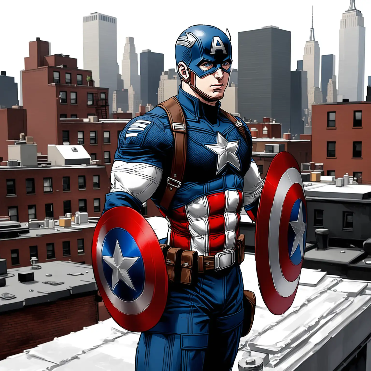 Captain-America-Salutes-American-Flag-on-New-York-Rooftop