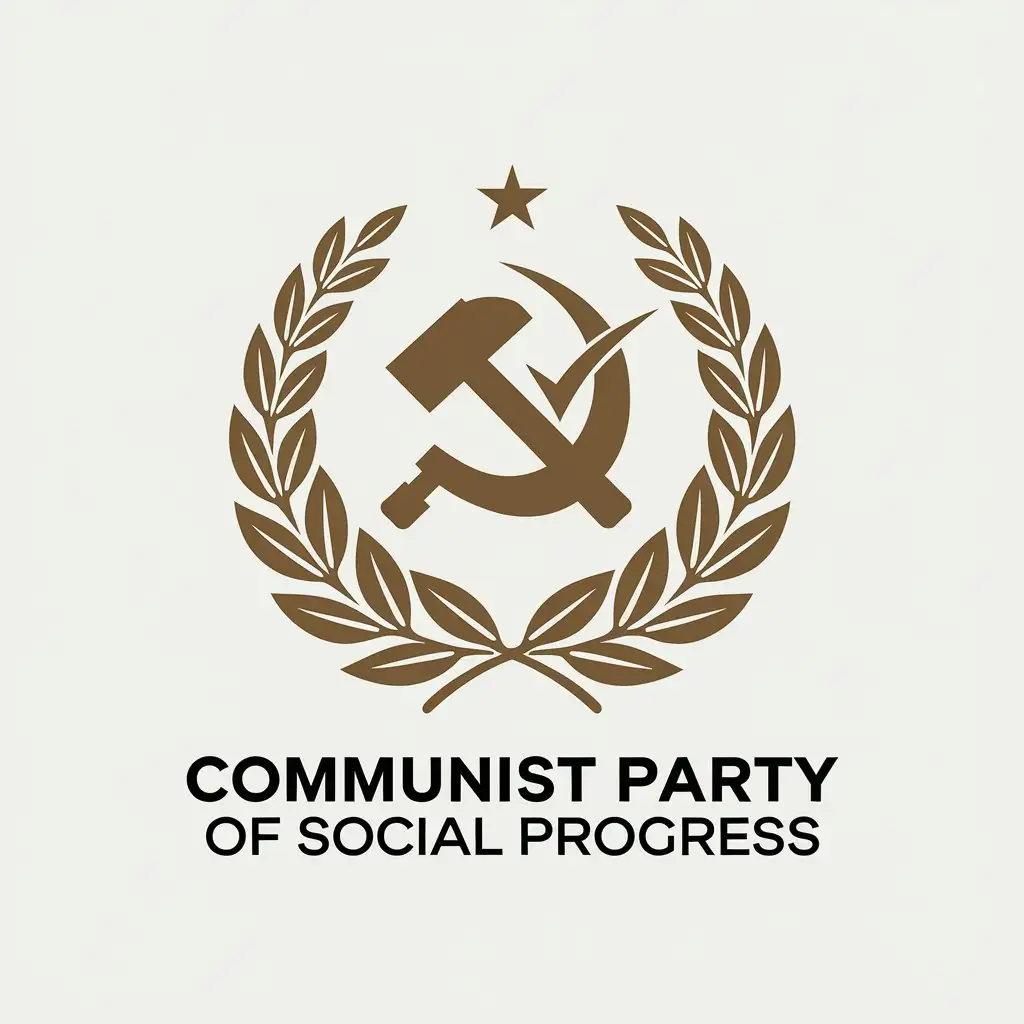 LOGO Design For Communist Party of Social Progress Minimalistic Hammer and Sickle with Checkmark