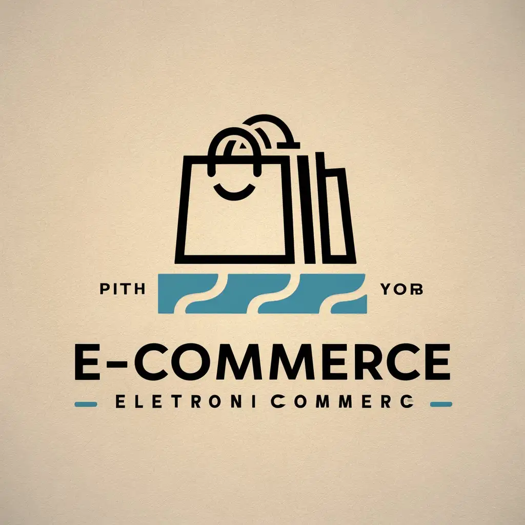 LOGO-Design-For-ECommerce-Three-River-Streams-with-Shopping-Bags-Theme