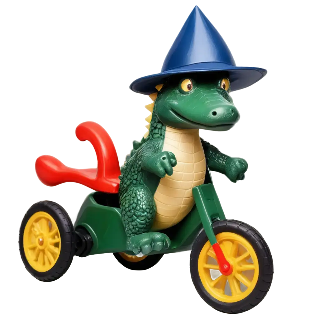 Crocodile-Toy-in-a-Hat-on-a-Tricycle-PNG-HighQuality-Transparent-Image-for-Fun-Playful-Designs