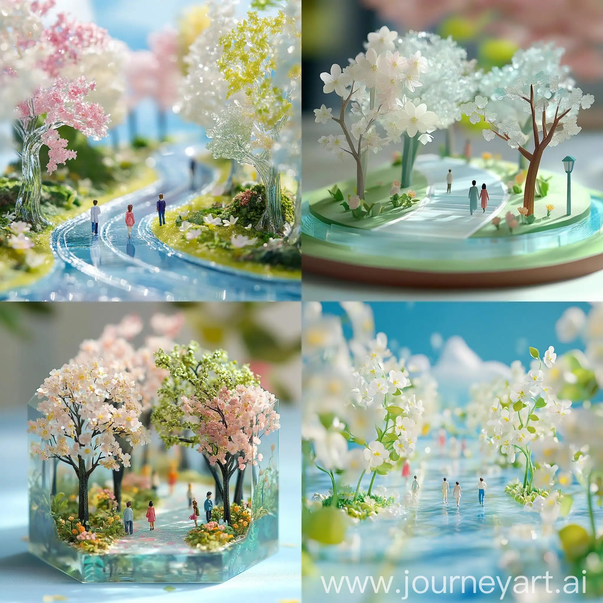 Dreamy-Fantasyrealism-Glass-Flower-Landscape-with-People-Walking