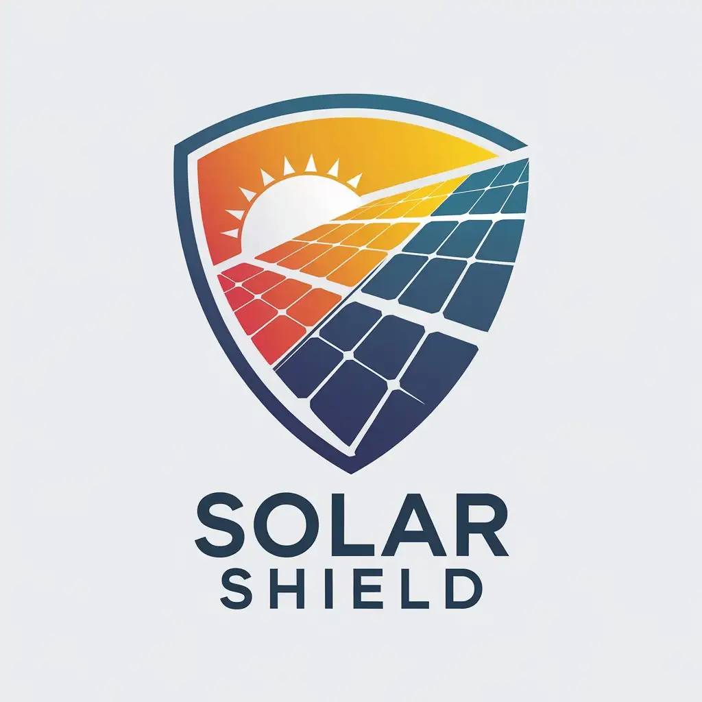 LOGO Design for Solar Shield Vector Design Featuring Sun Shield and PV Panels