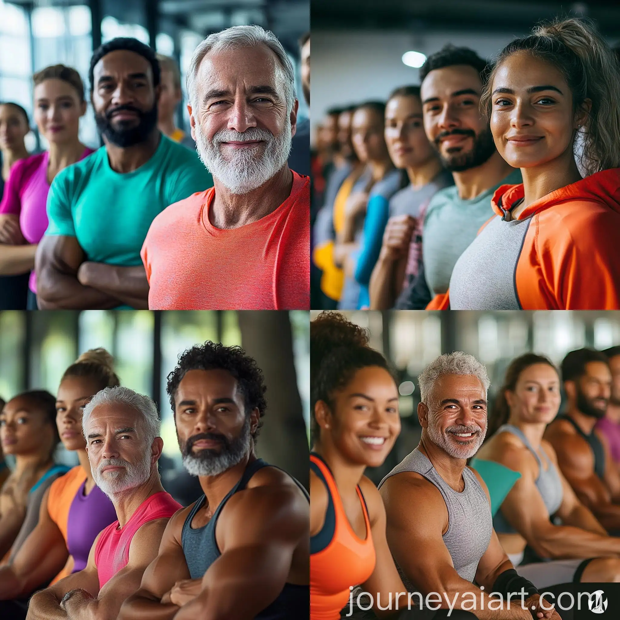 Multicultural-Fitness-Class-Smiling-at-Camera-in-Modern-Gym
