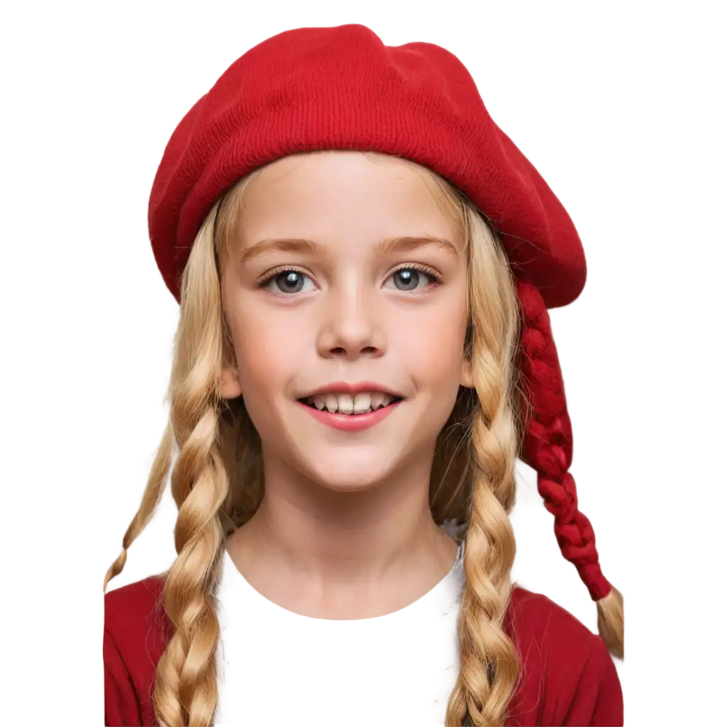 Young-Girl-with-BlondeRed-Braids-in-Red-Beret-PNG-HighQuality-Detailed-Image