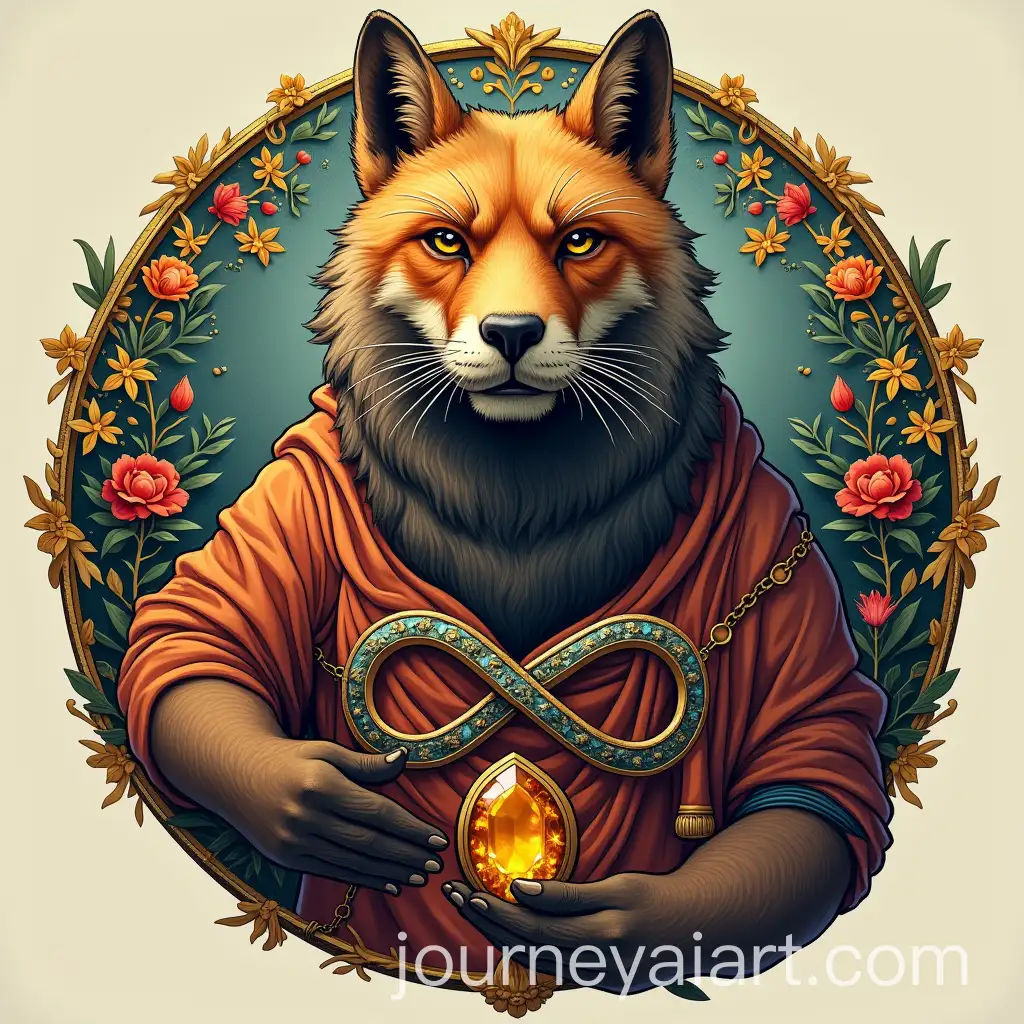 KurdishAI-Image-Prompt-Expansion-Seal-with-Infinity-Symbol-Fox-and-Precious-Gems