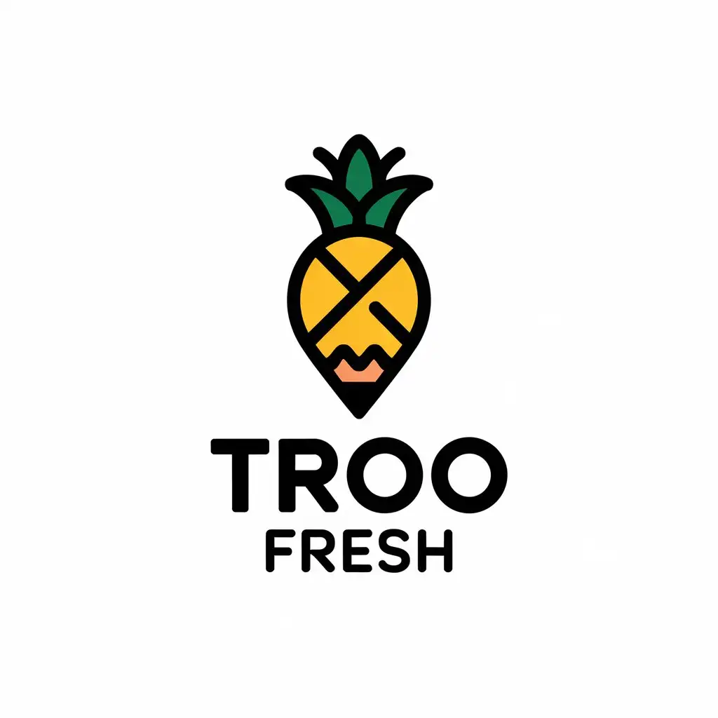 LOGO Design for TROO FRESH Vector Logo with Pencil Drawing of a PineappleInspired Symbol