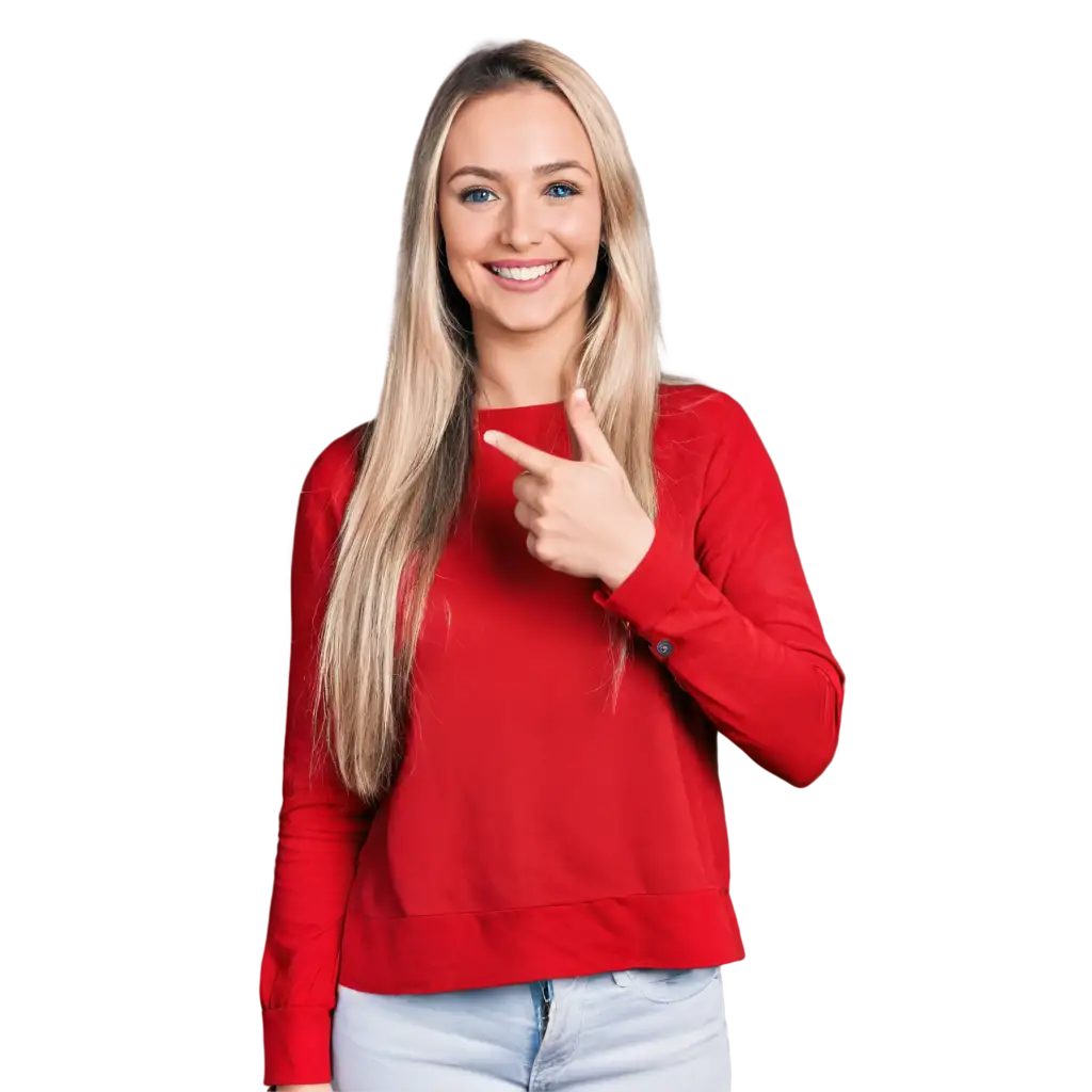 Create-a-Stunning-PNG-Image-of-a-Beautiful-Blond-Woman-Smiling-with-Apple-Smartwatch-and-Red-Shirt