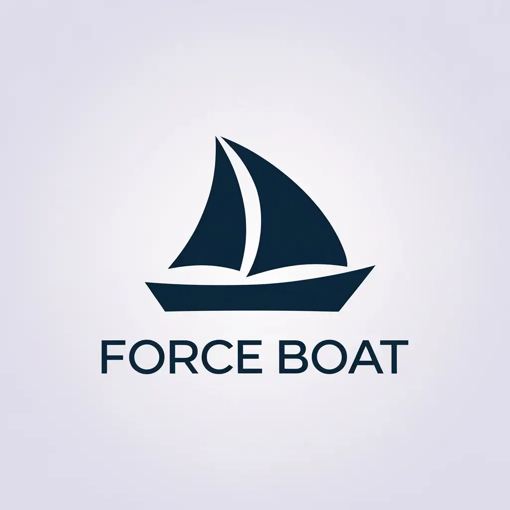 a vector logo design,with the text "force boat", main symbol:sailboat,Minimalistic,be used in Technology industry,clear background