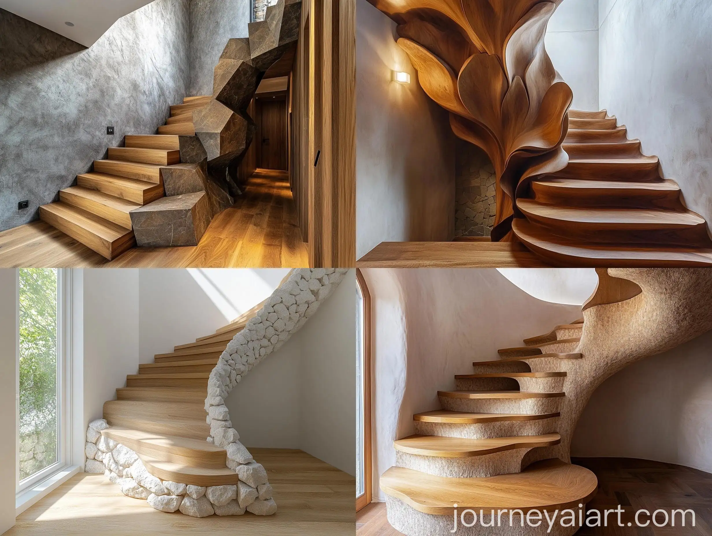 Unique-Oak-Wood-Stairs-with-Stone-Base-and-Broken-Stone-Interior-Style