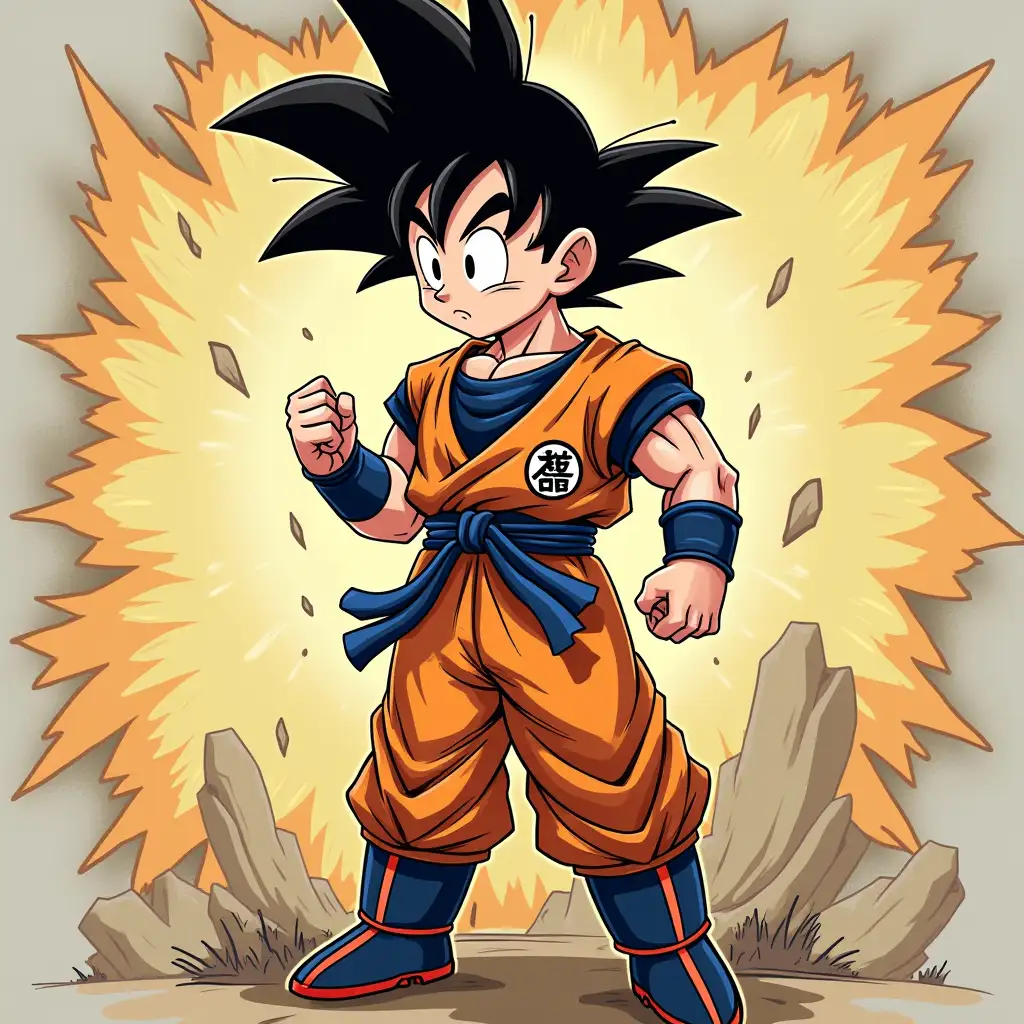 Goku in stumble guys's game with a Z symbol un His clothes