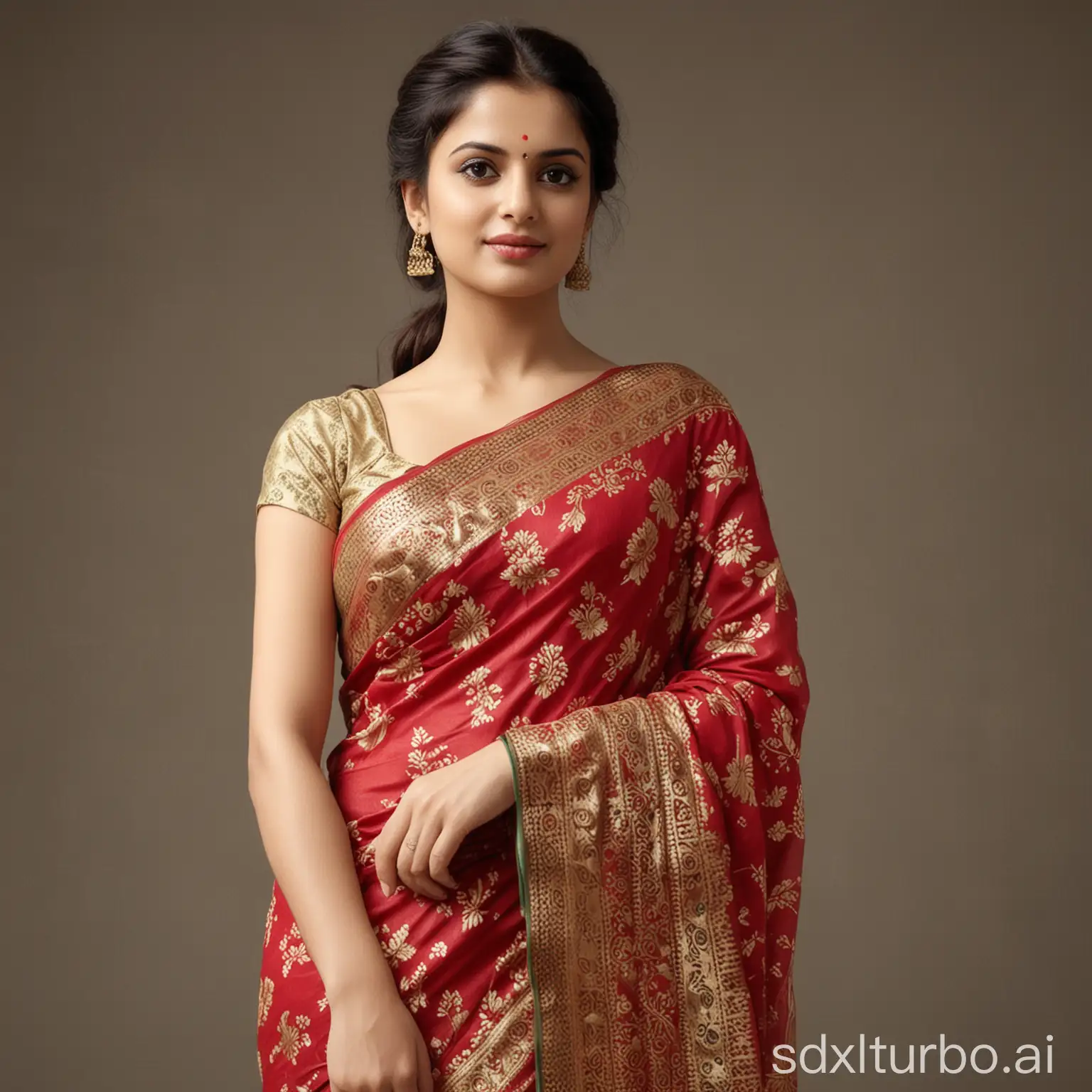 Elegant-Indian-Girl-Dressed-in-Traditional-Saree