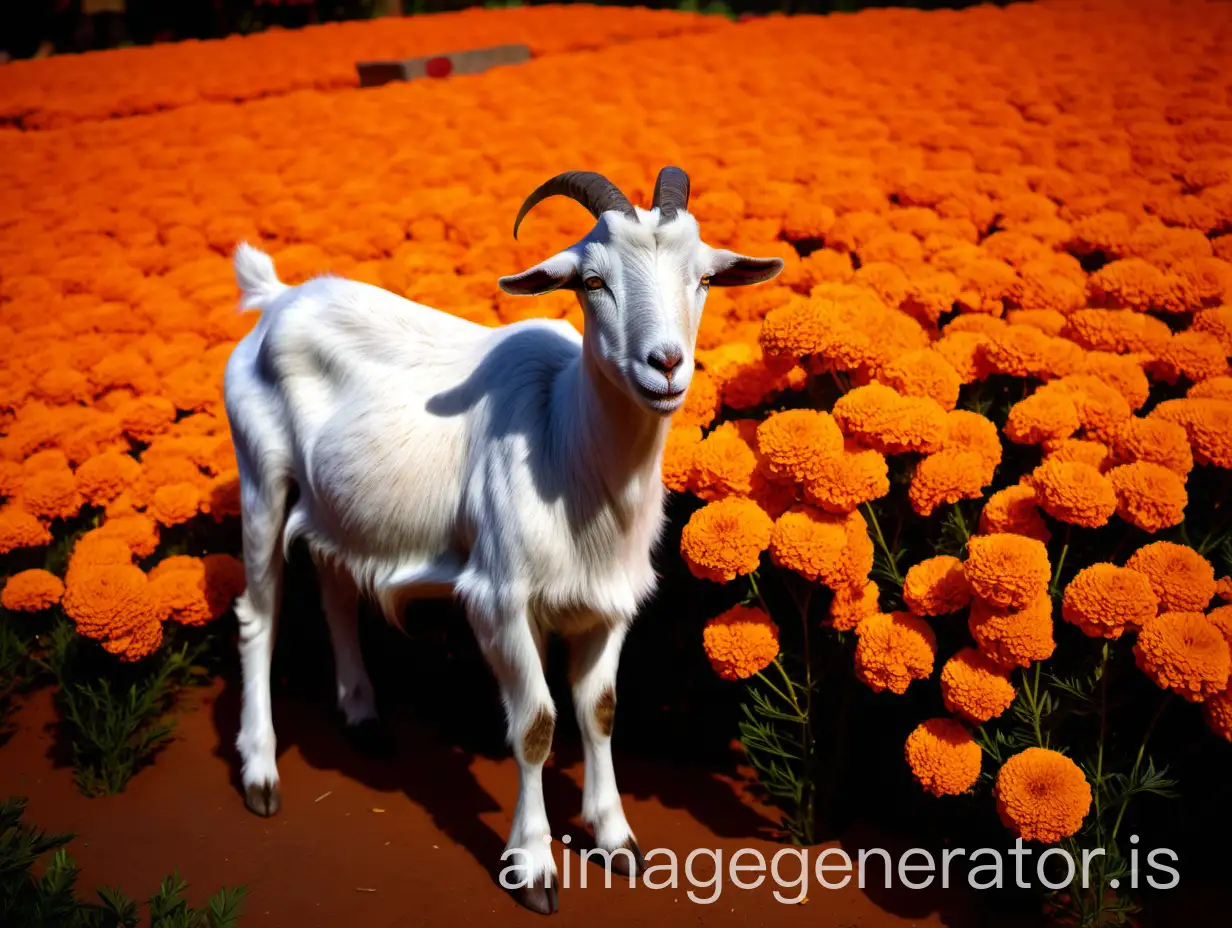 Goat-in-Marigold-Flower-Garden-at-Night-in-Indian-Hindu-Ashram