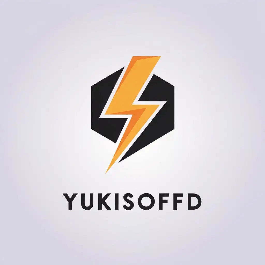 a vector logo design,with the text "YukiSoffd", main symbol:lightning,Minimalistic,be used in Entertainment industry,clear background