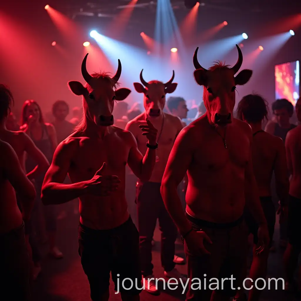 People-with-Cow-Heads-Dancing-in-a-Nightclub
