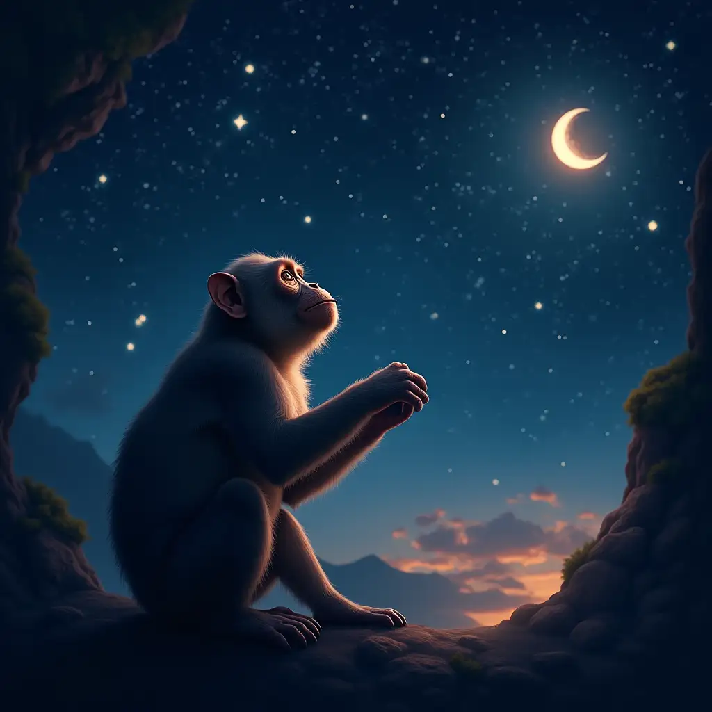 a monkey staring at the stars