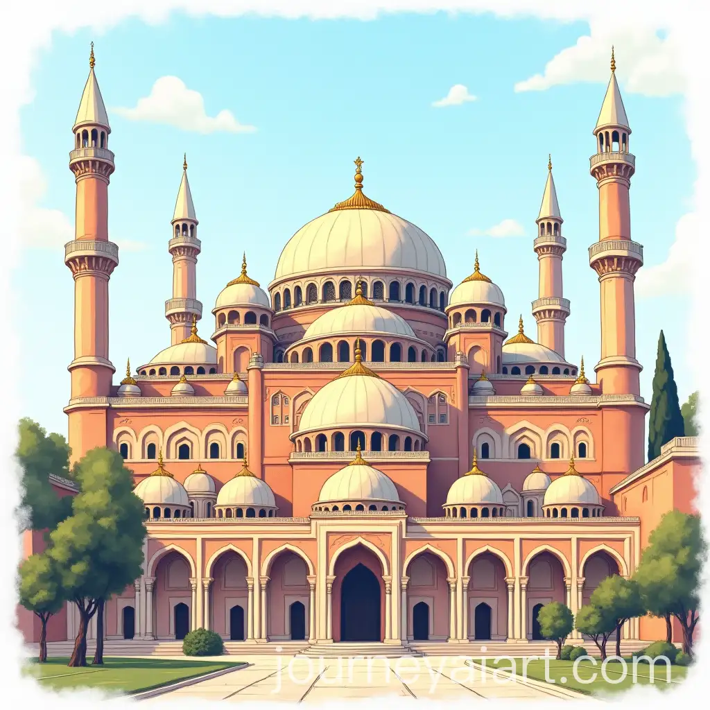 Beautiful-Islamic-City-with-Bright-Pastel-Colors-in-Drawing-Style