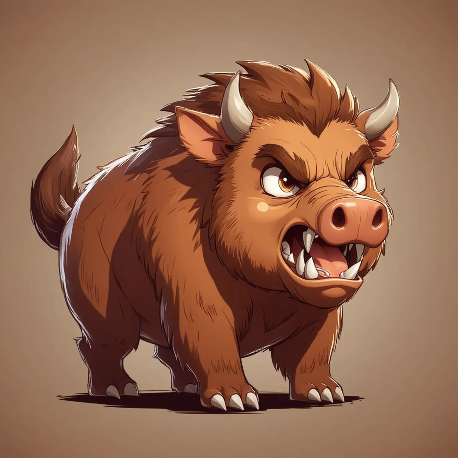 Cartoon Angry Mighty Boar in Pokemon Style