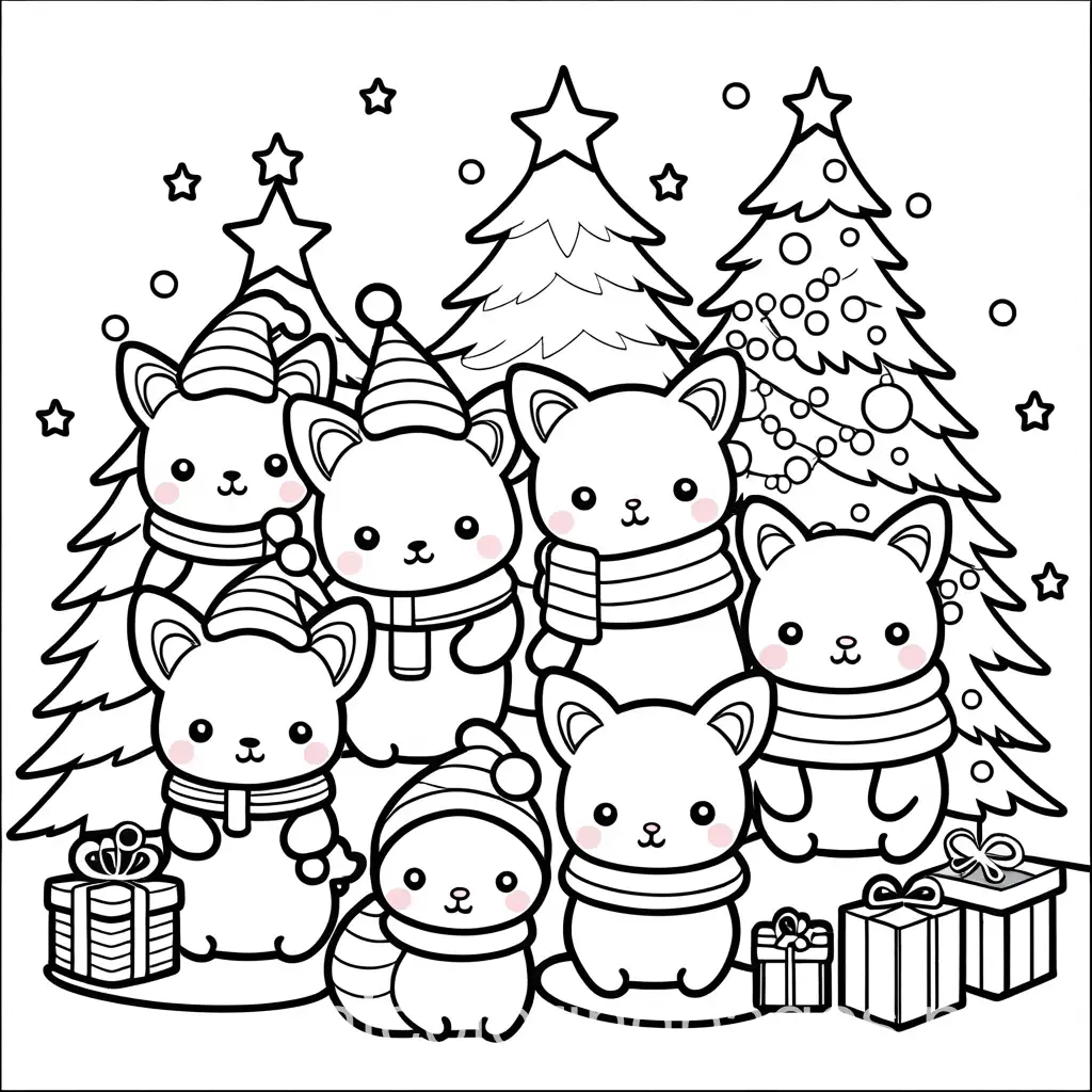 Kawaii-Animals-Christmas-Coloring-Page-for-Kids