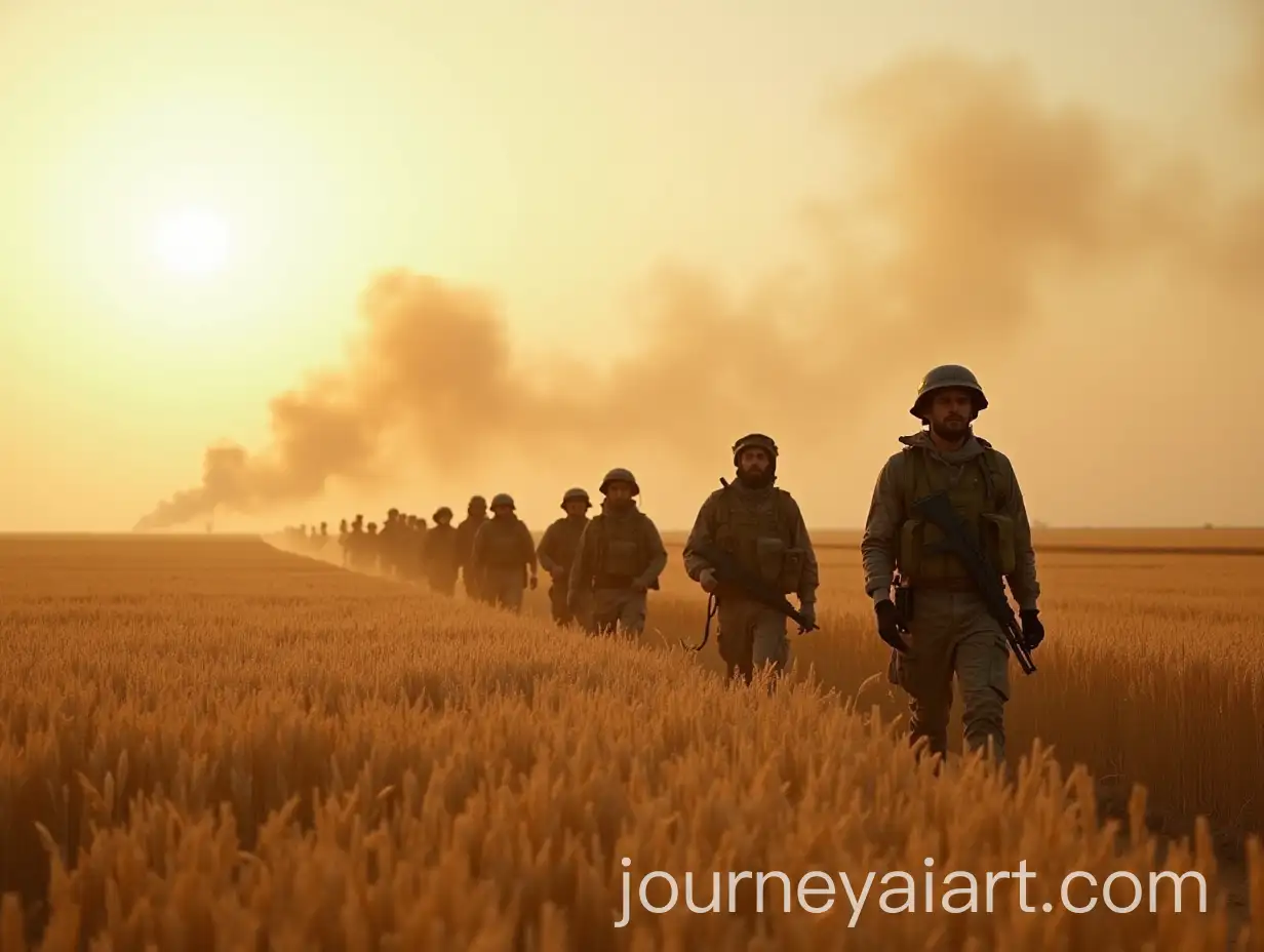 Syrian-Rebels-with-Rocket-Launchers-in-Wheat-Fields-Surrounded-by-Fire-and-Smoke