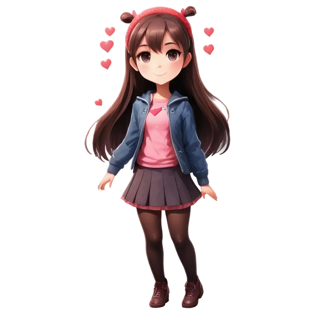 Cute-Girl-Love-Hearts-Anime-PNG-Image-with-Animated-Logo-of-IconiqueAkkishGaming-Expressing-Affection-in-HighQuality-Format