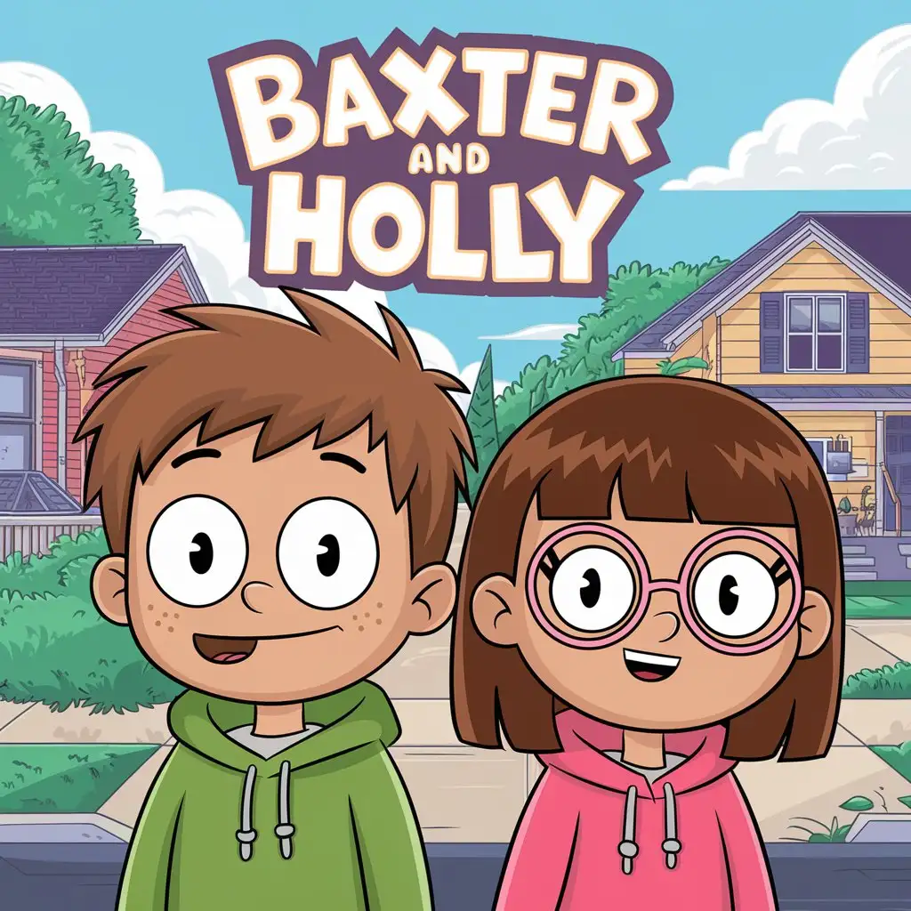 90s Cartoon Poster Featuring Baxter and Hollys Mischievous Adventures