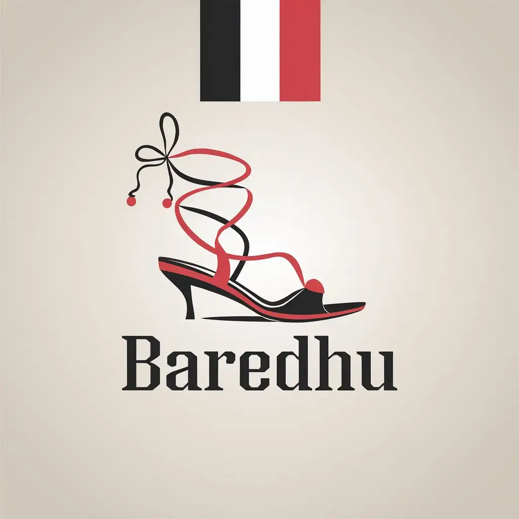 LOGO Design for Baredhu Elegant Womens Sandal with Black White Red Horizontal Strip