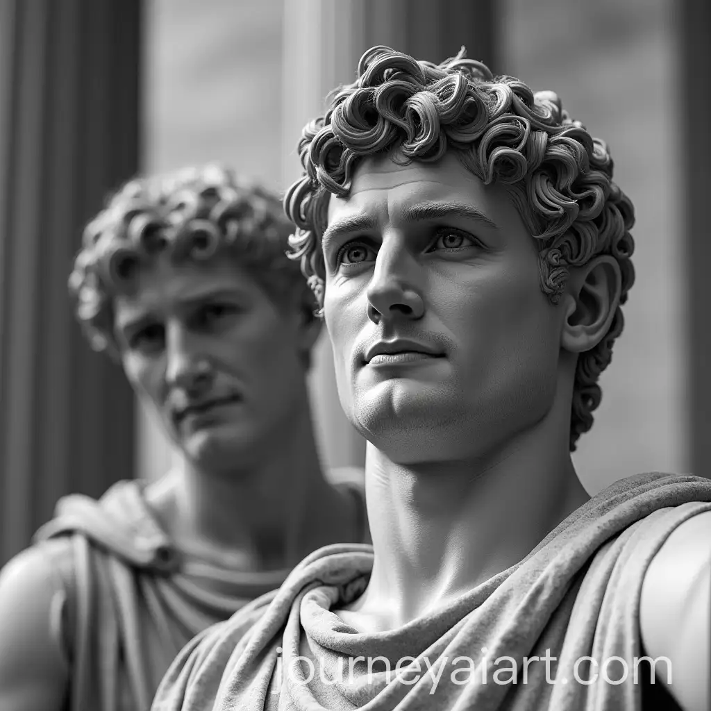 Julius-Caesar-and-Brutus-BlackandWhite-Selfie-Smiling-Together