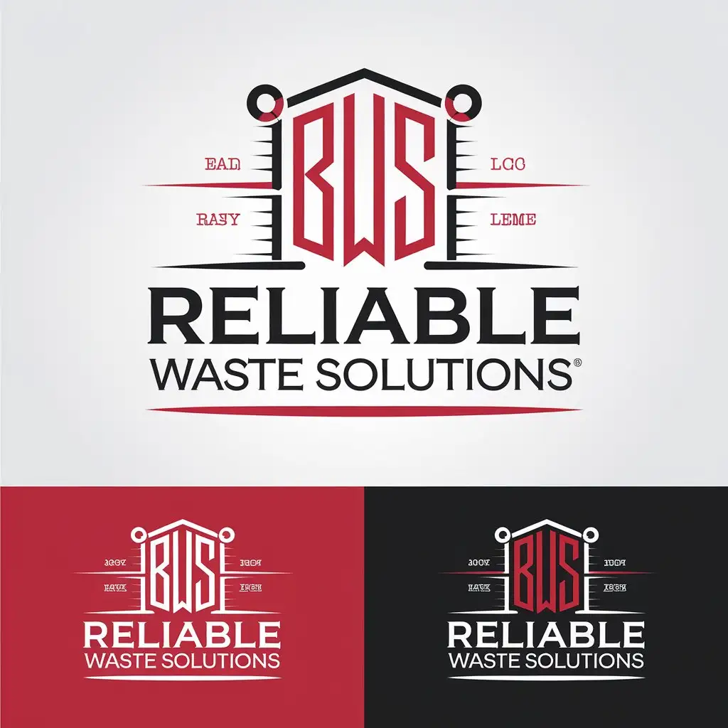 LOGO Design for Reliable Waste Solutions Red Black Classic Style with Company Initials and Strong Graphics