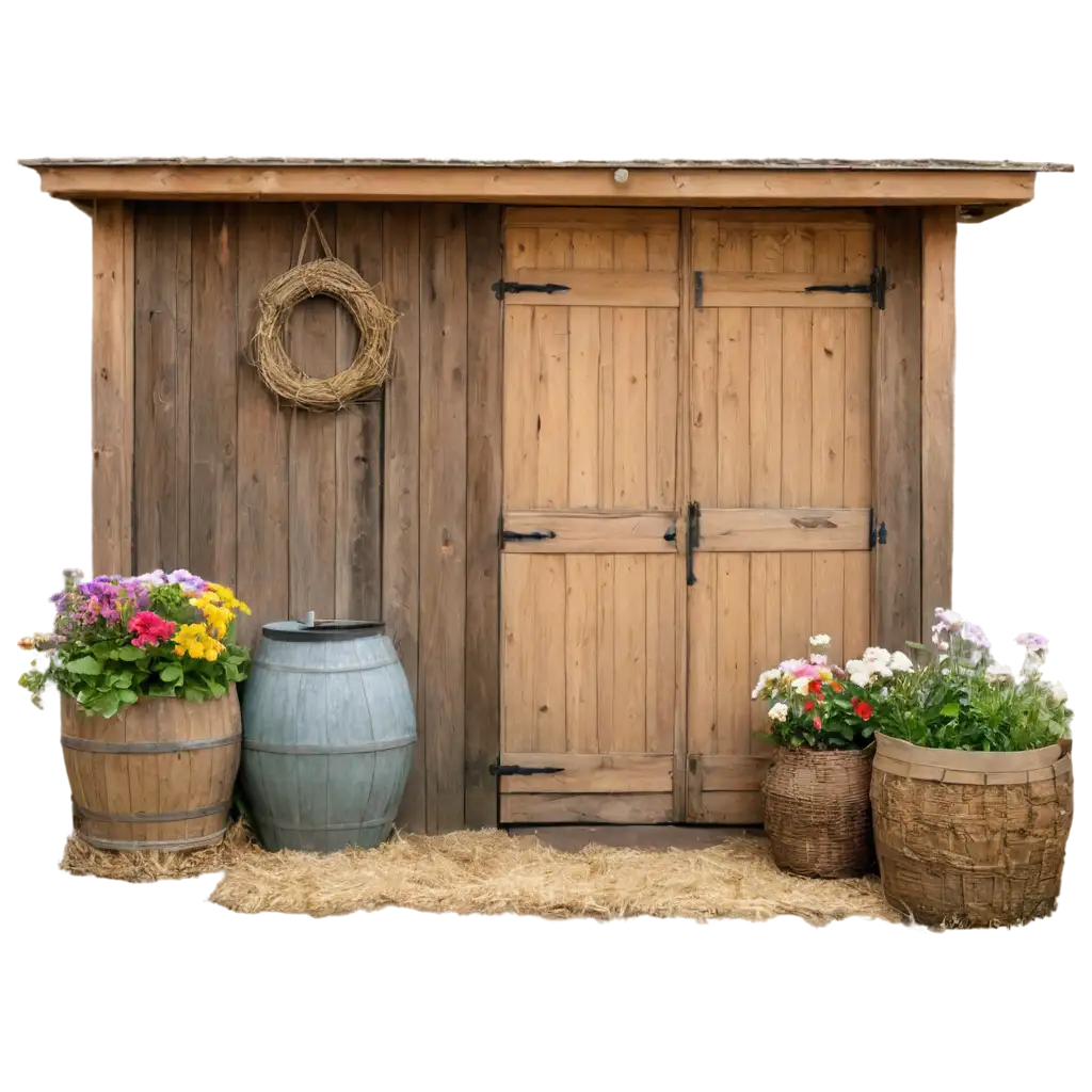 Rustic-Barn-Scene-PNG-Cozy-Country-Ambiance-with-Wooden-Door-Hay-Bales-and-Flowers