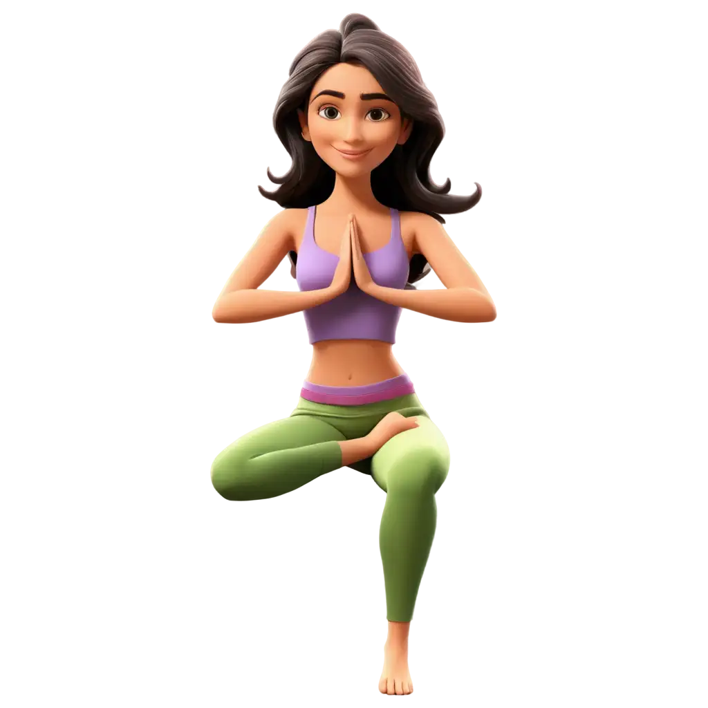 Women-Cartoon-Character-Performing-Seated-Hatha-Yoga-PNG-Image-for-Fitness-and-Wellness-Use