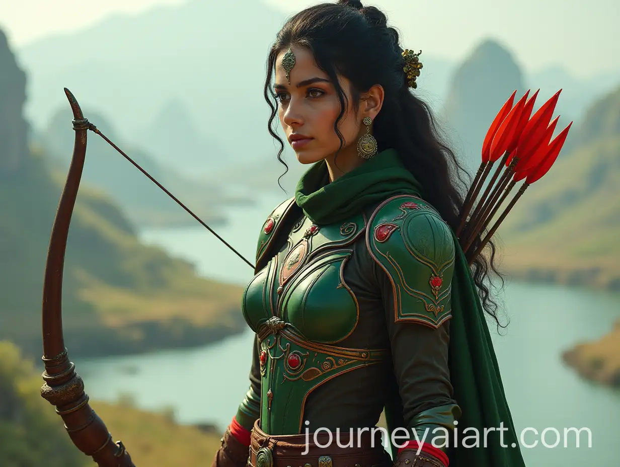 Futuristic-Bengali-Warrior-with-Energy-Bow-in-Scenic-Landscape