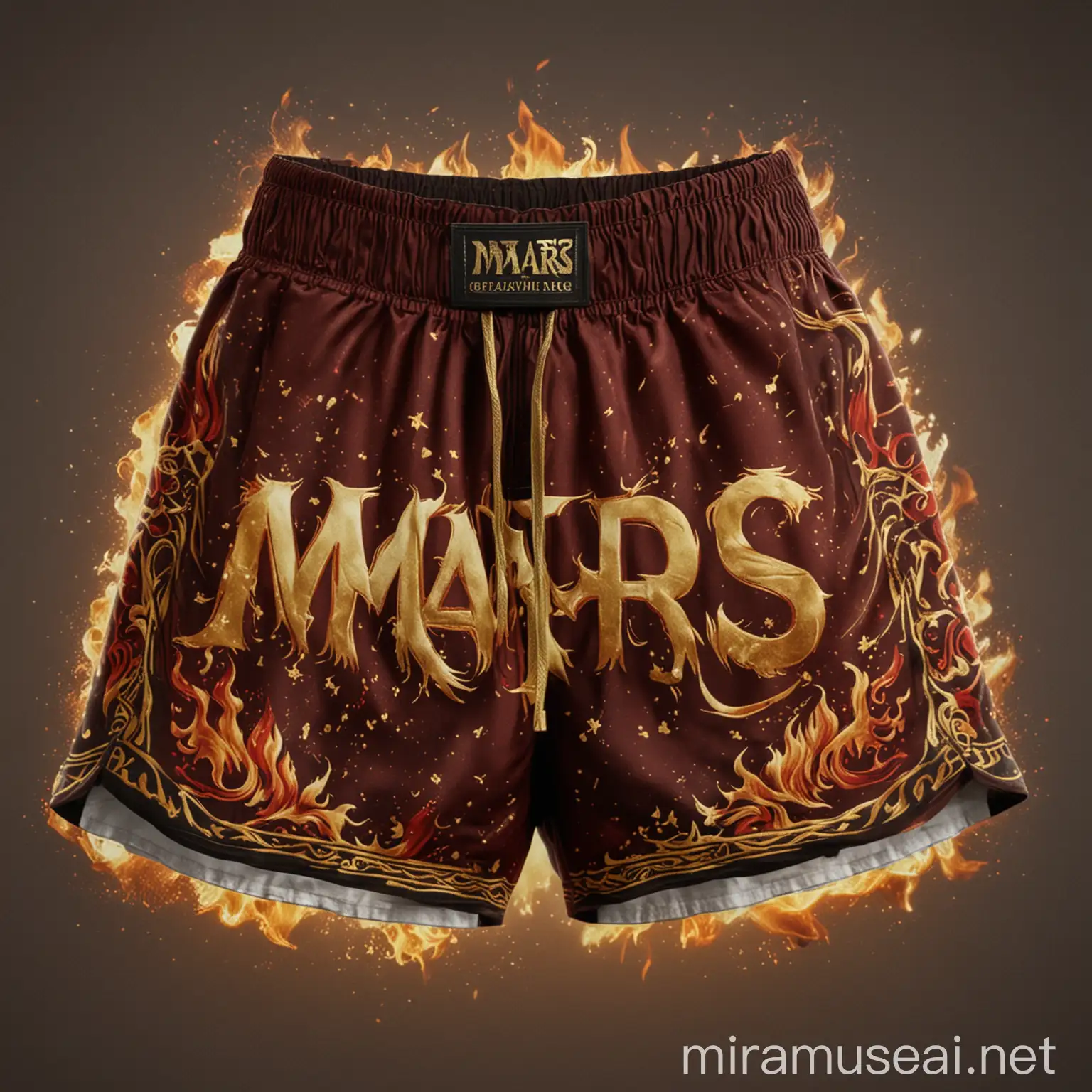 Ancient Roman Style Kickboxing Shorts with Flames and Latvian Symbols