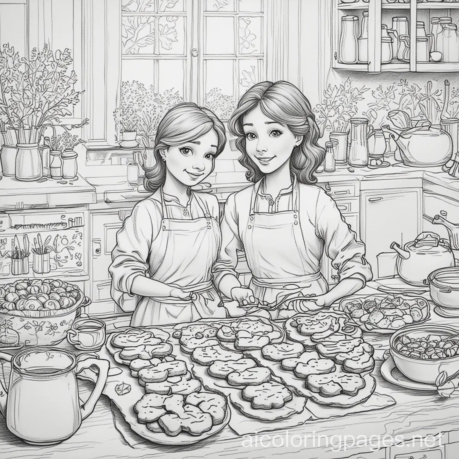 Autumn-Cookie-Baking-Fun-Intricate-Black-and-White-Coloring-Page