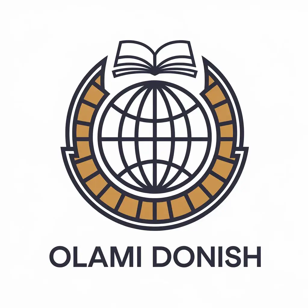 a vector logo design,with the text "Olami Donish", main symbol:globe and book,Moderate,be used in Education industry,clear background